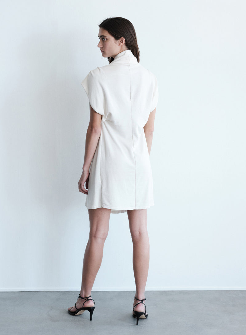 Softest Fleece Twist Midi Dress in Cream