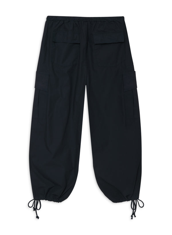 Structured Poplin Drawstring Cargo Pant in New Navy back