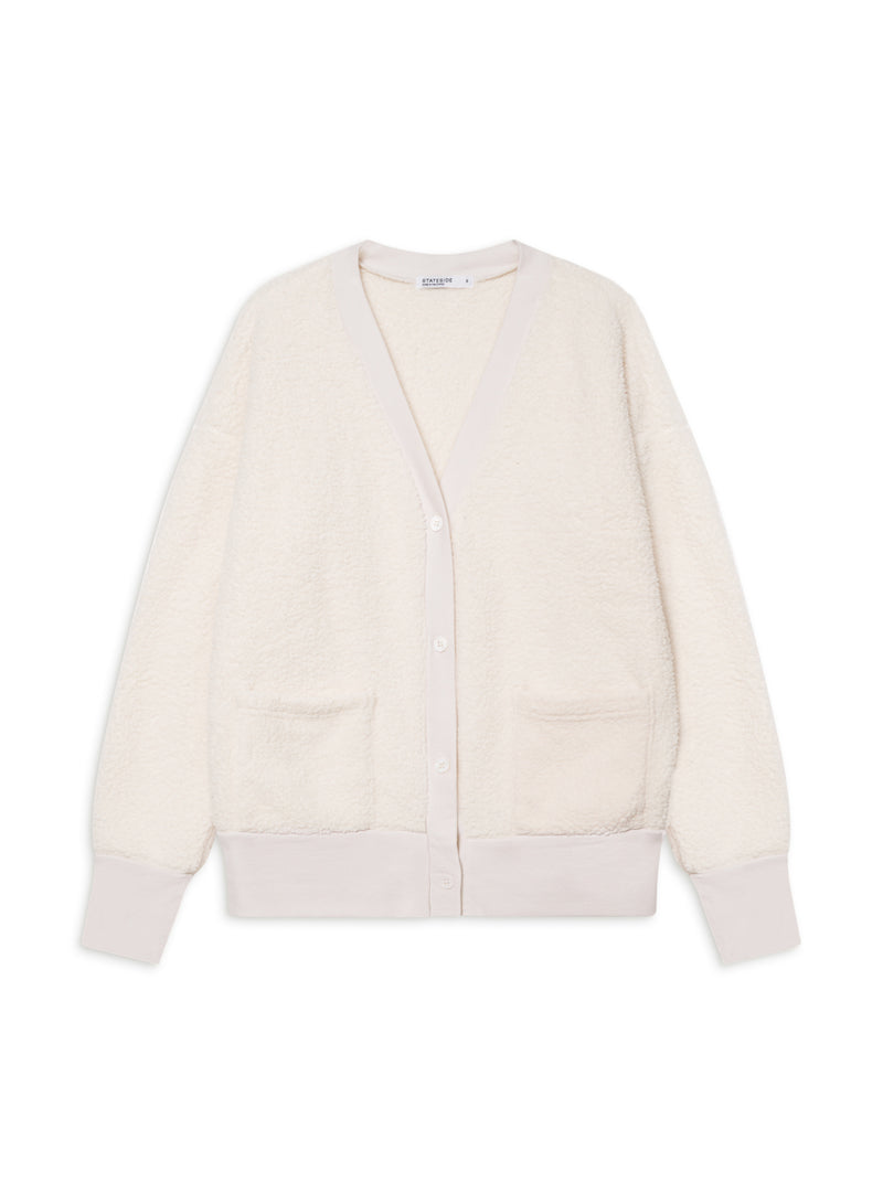 Double Faced Sherpa Oversized Cardigan in Cream