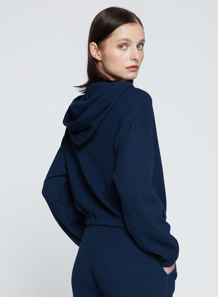 Luxe Thermal Zip Hoodie in New Navy – shopstateside.us