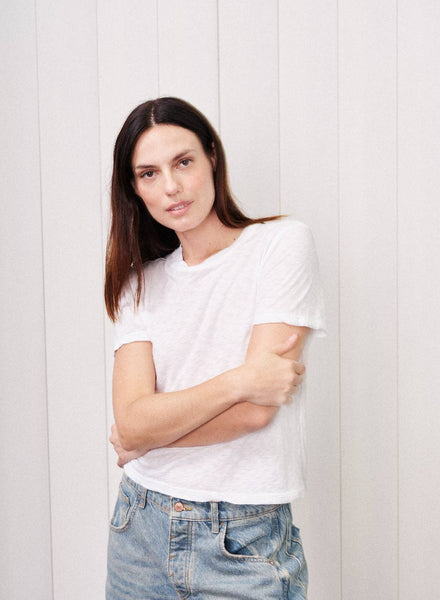 Stateside Short-Sleeve Crewneck Cloud Jersey Tee in White main image 0