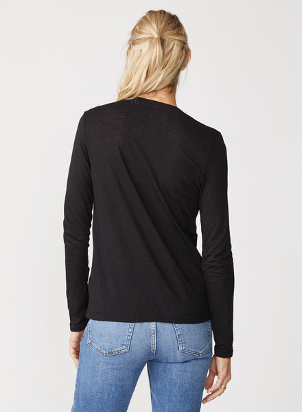 Supima Slub Jersey Long Sleeve Crew in Black – shopstateside.us