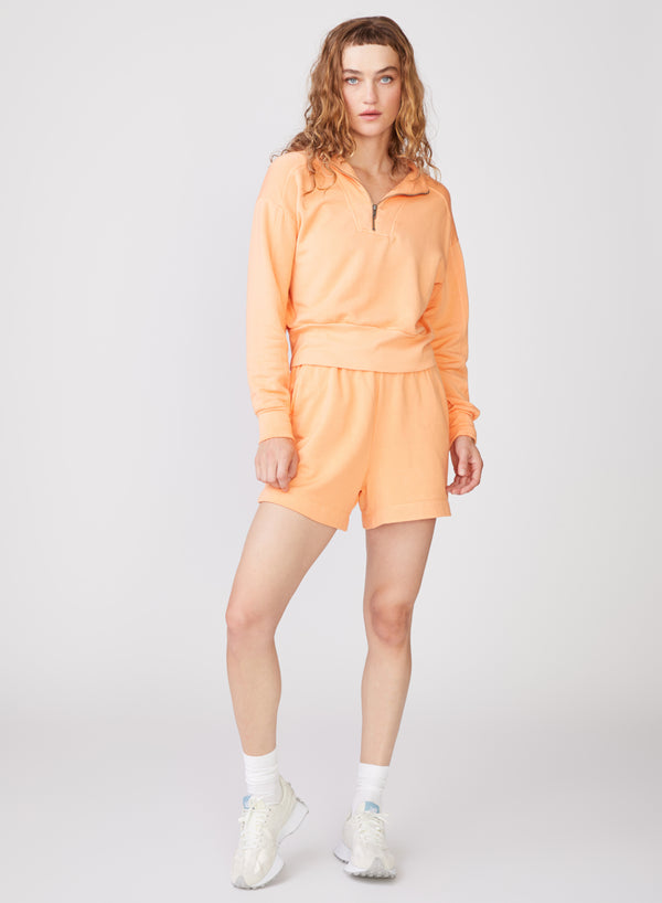 Softest Fleece Sweatshorts in Cantaloupe - full view with matching shorts