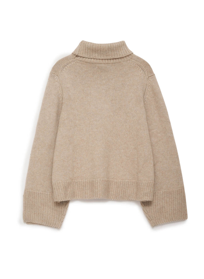 Stateside Cozy Cashmere Turtleneck Sweater in Camel - back flat lay