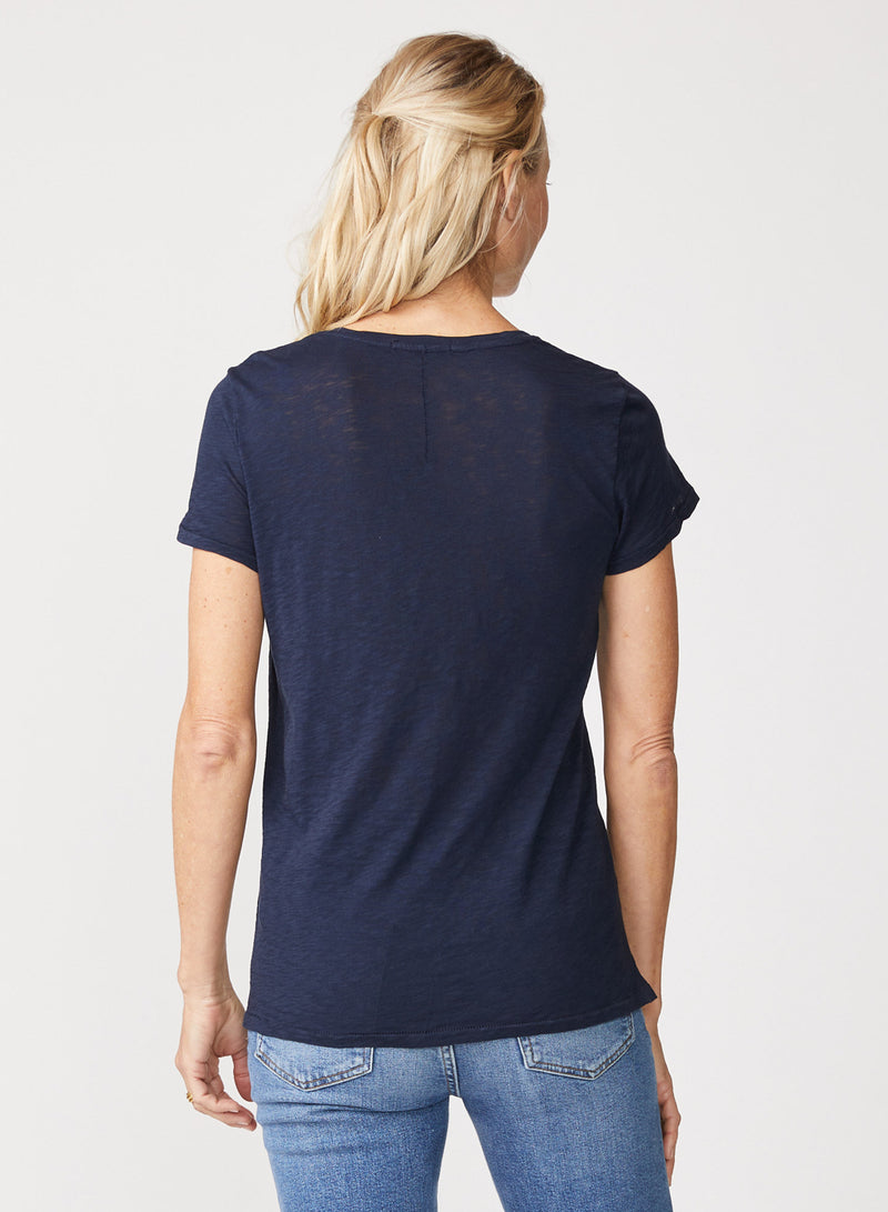 Supima Slub Short Sleeve V-Neck in New Navy