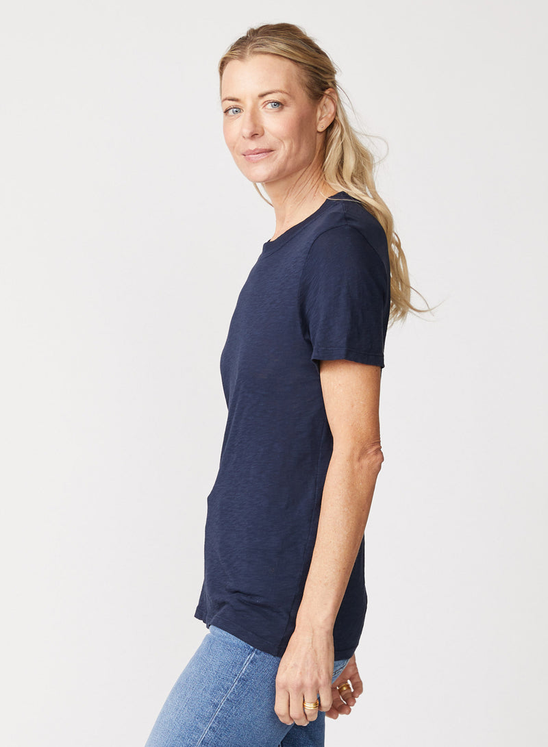 Supima Slub Jersey Short Sleeve Crew in New Navy