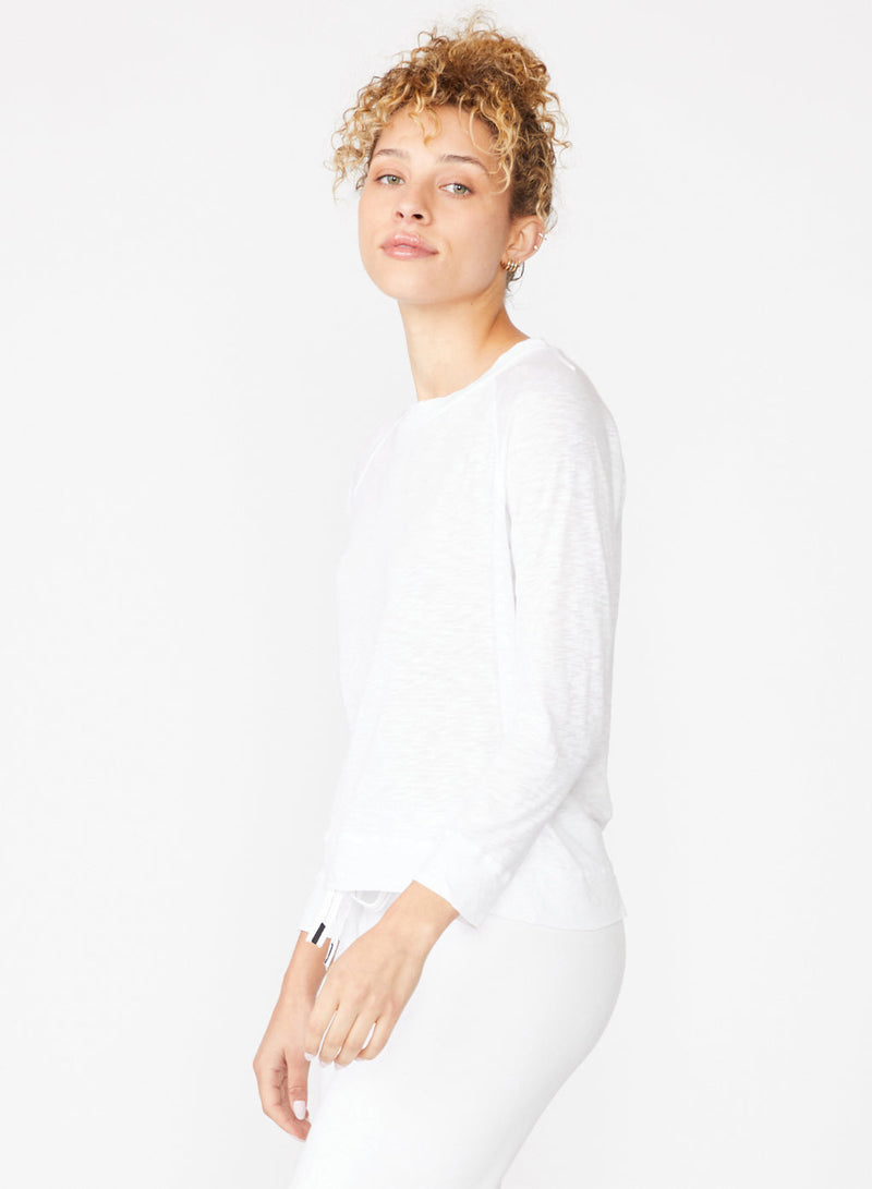 Supima Slub Jersey Sweatshirt Tee in White