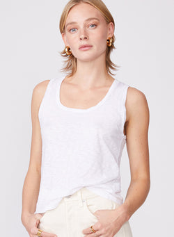 Supima Slub Square Neck Tank in White