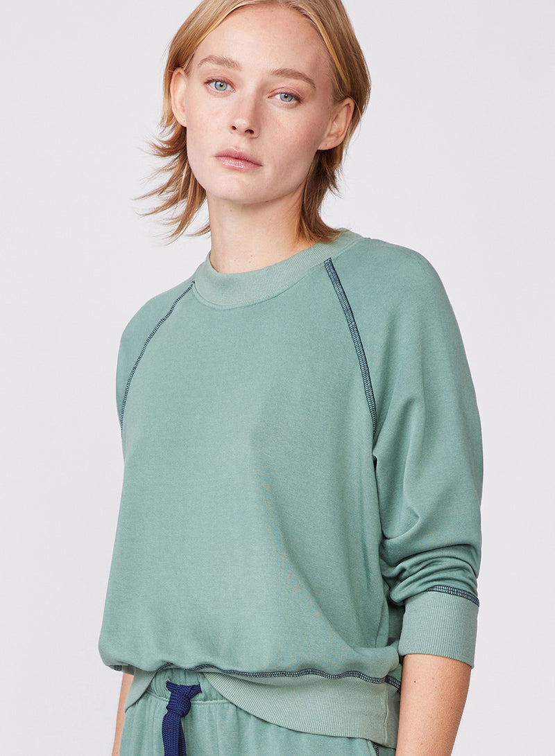 Softest Fleece Shrunken Sweatshirt with Contrast in Vine