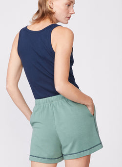 Softest Fleece Short with Contrast Stitch in Vine