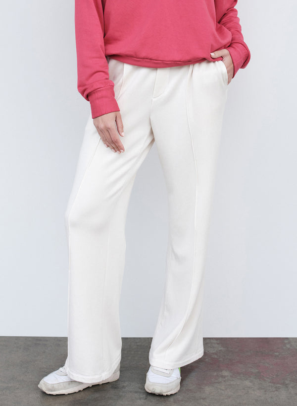 Softest Fleece Trouser in Cream front close up
