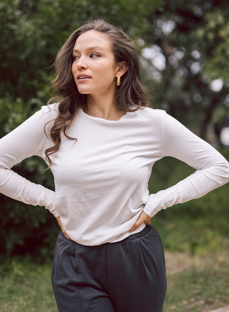 Cloud Jersey Long Sleeve Crew in Paper – shopstateside.us
