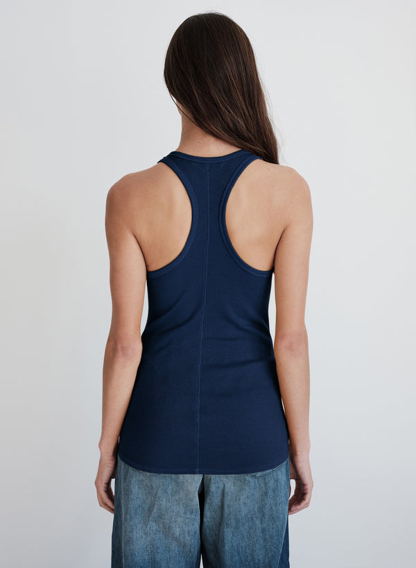 Stateside 2x1 Rib Racerback Tank Top in New Navy