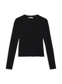 Luxe Thermal Long Sleeve Scoop Neck in Black-front