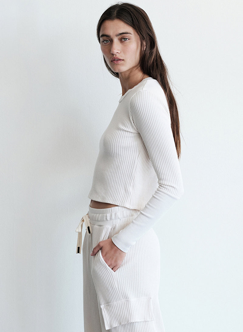 Luxe Thermal Long Sleeve Scoop Neck in Cream-side