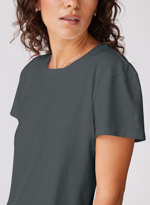 Cloud Jersey Short Sleeve Crew in Anthracite
