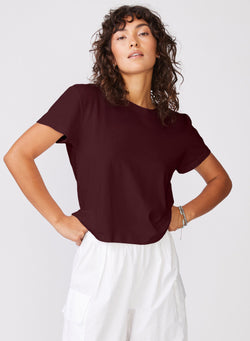 Cloud Jersey Short Sleeve Crew in Cabernet