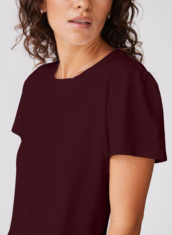 Cloud Jersey Short Sleeve Crew in Cabernet