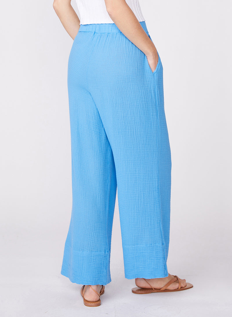 Gauze Wide Leg Pull On Pant in Sail - back