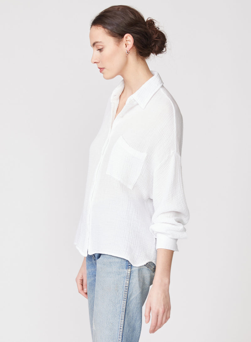 Gauze Oversized Shirt in White