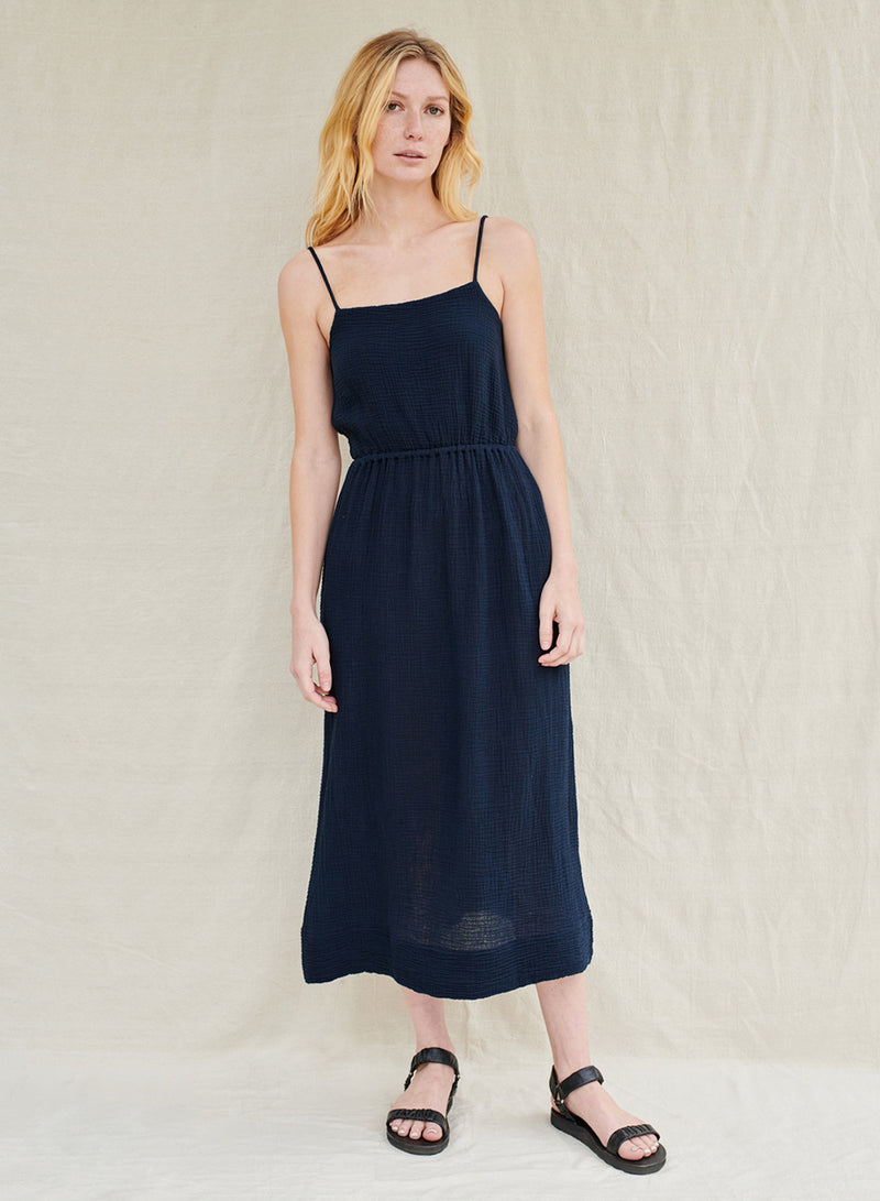 midi gauze dress Lily Navy Belted Dress, Medium versatile point that works just as well with flats as it does with heels or boots Rust Principles Gauze Shirred Waist