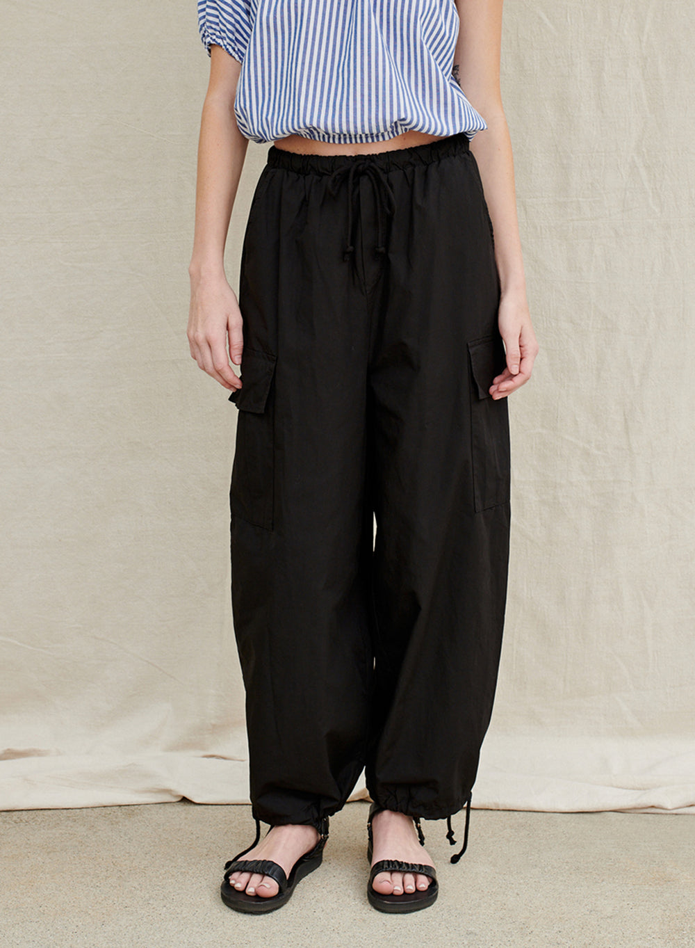 ANDWANG string tuck cargo pants ブラック mens-future-cargo-light-