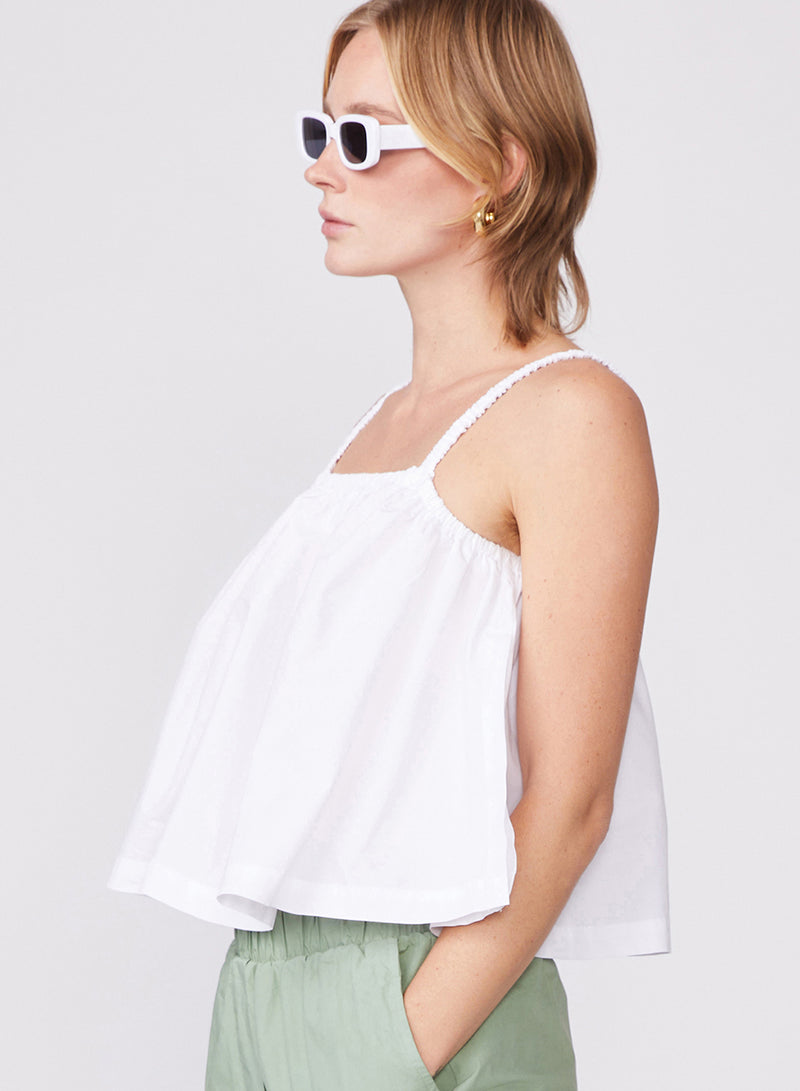 Fine Poplin Swing Top in White