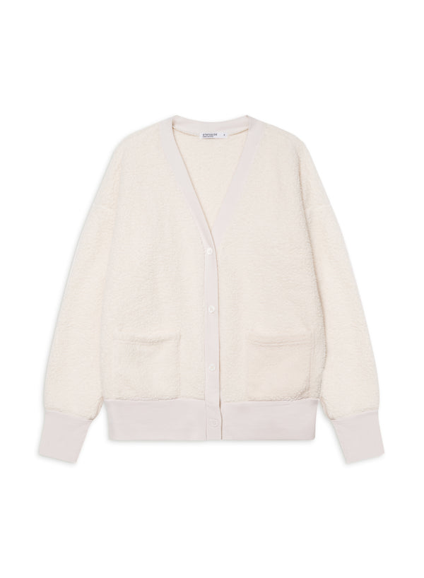 Double Faced Sherpa Oversized Cardigan in Cream