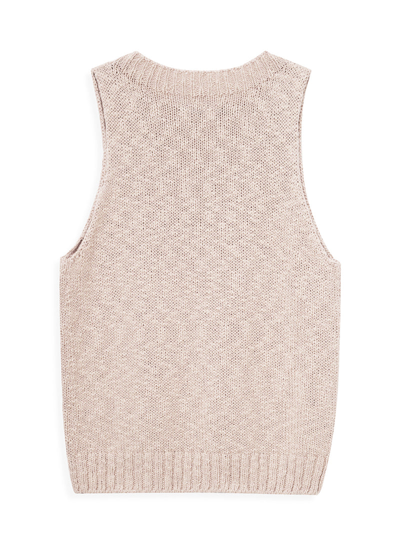 Cotton Linen Tank Sweater in Camel