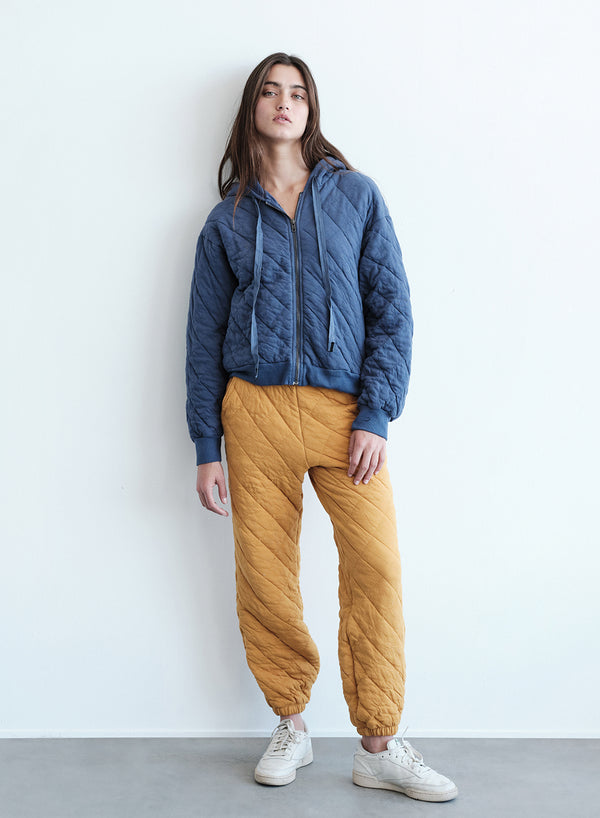 Quilted Sweatpant in Medallion-front full length