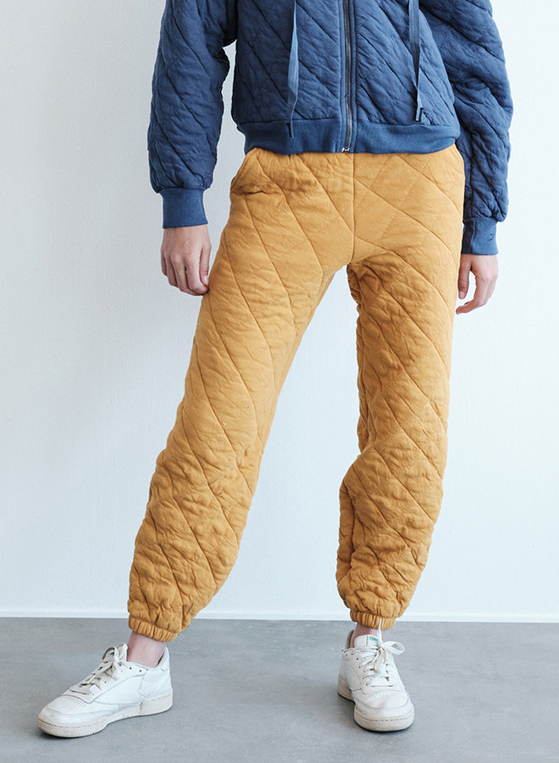 Quilted Sweatpant in Medallion-front ( close up)