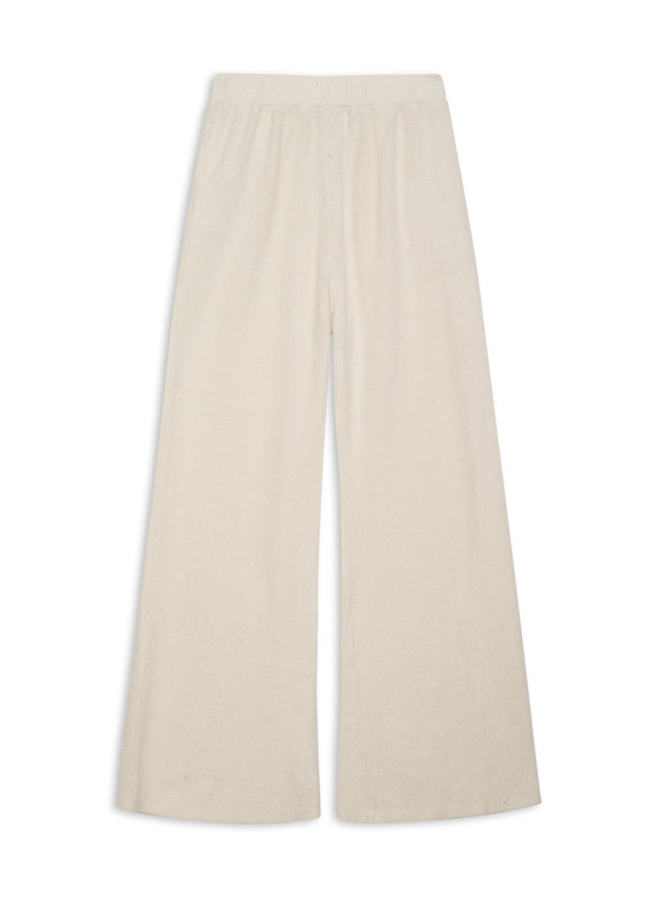 Sherpa Wide Leg Trouser in Cream-flat lay (back)
