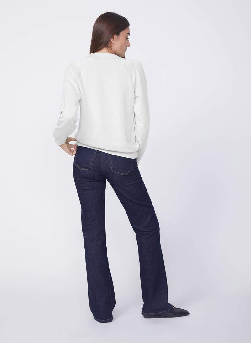 Softest Fleece Raglan V-Neck Pullover in White