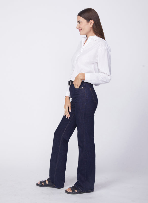 Voile Elastic Back Cropped Shirt in White