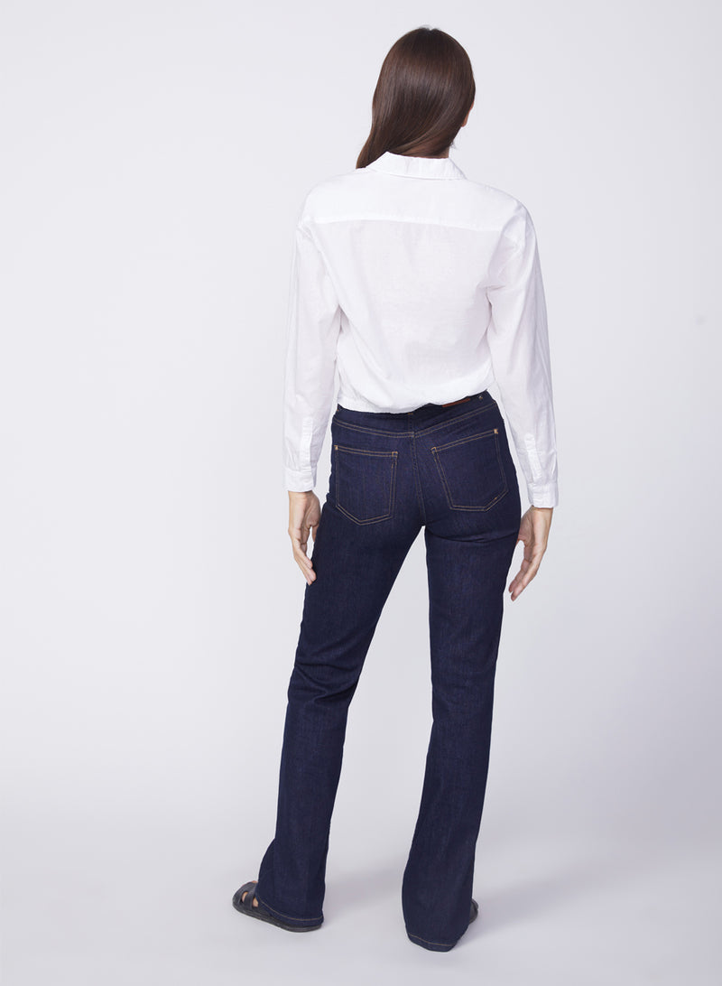 Voile Elastic Back Cropped Shirt in White