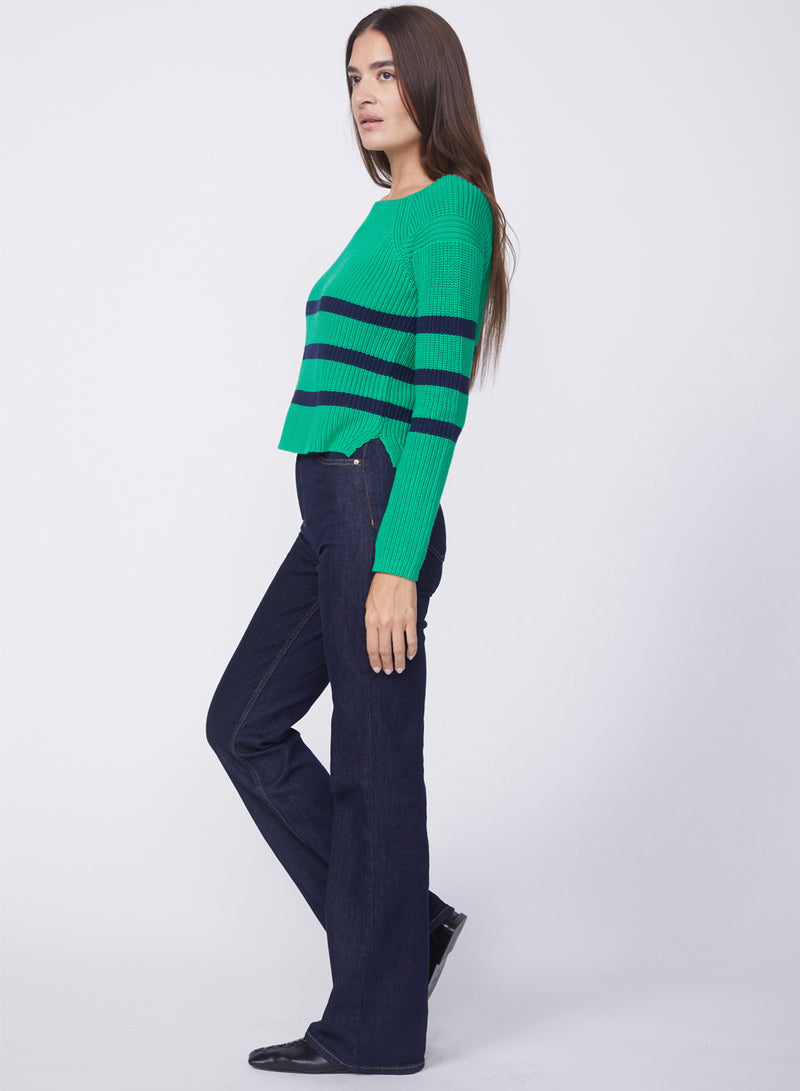 Striped Raglan Pullover Sweater in Irish Crush