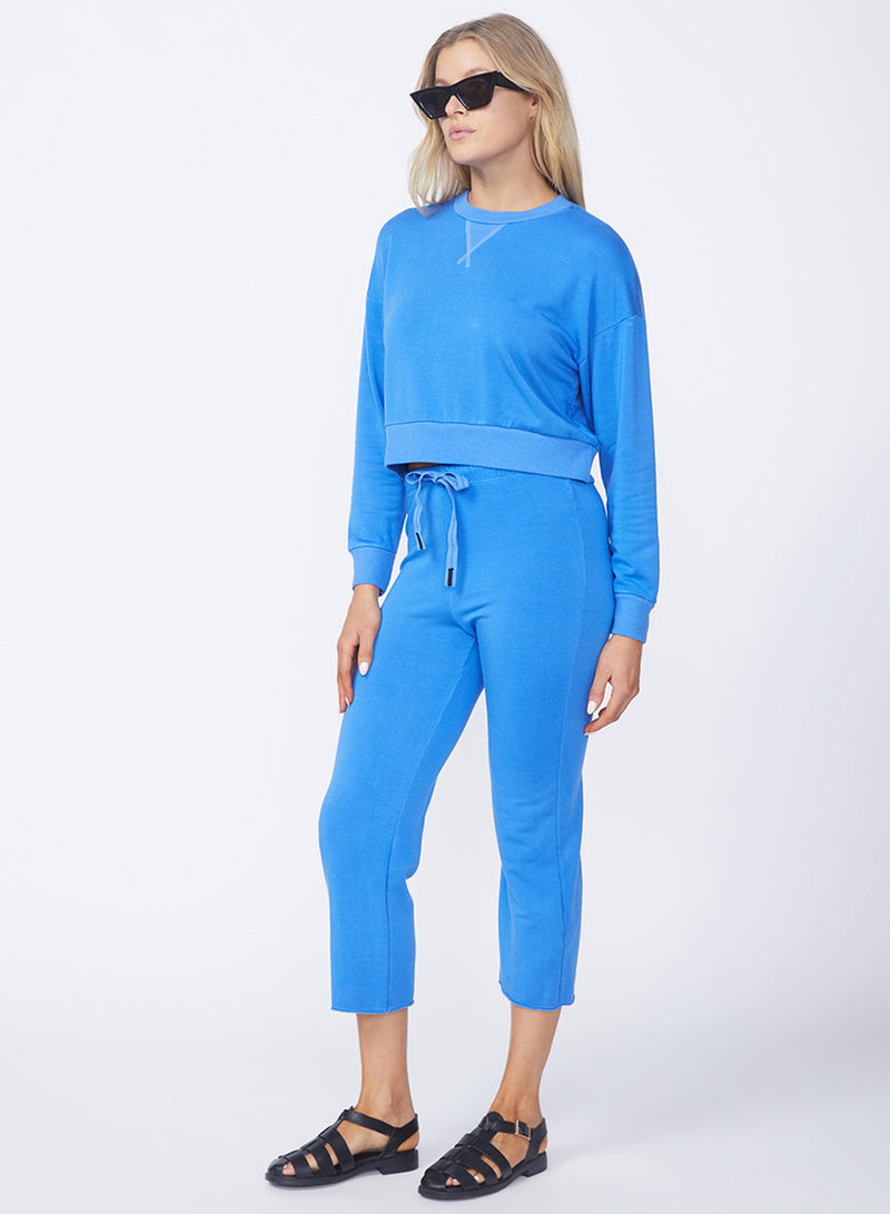 Softest Fleece Cropped Pant in Sport Blue