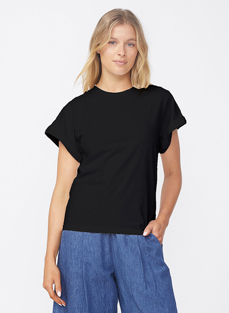 Cloud Jersey Oversized T-Shirt in Black-3/4 front