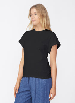 Cloud Jersey Oversized T-Shirt in Black-3/4 front