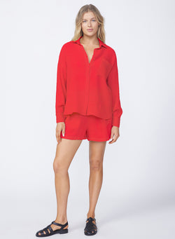 Gauze Oversized Shirt in Cherry Pie-full body