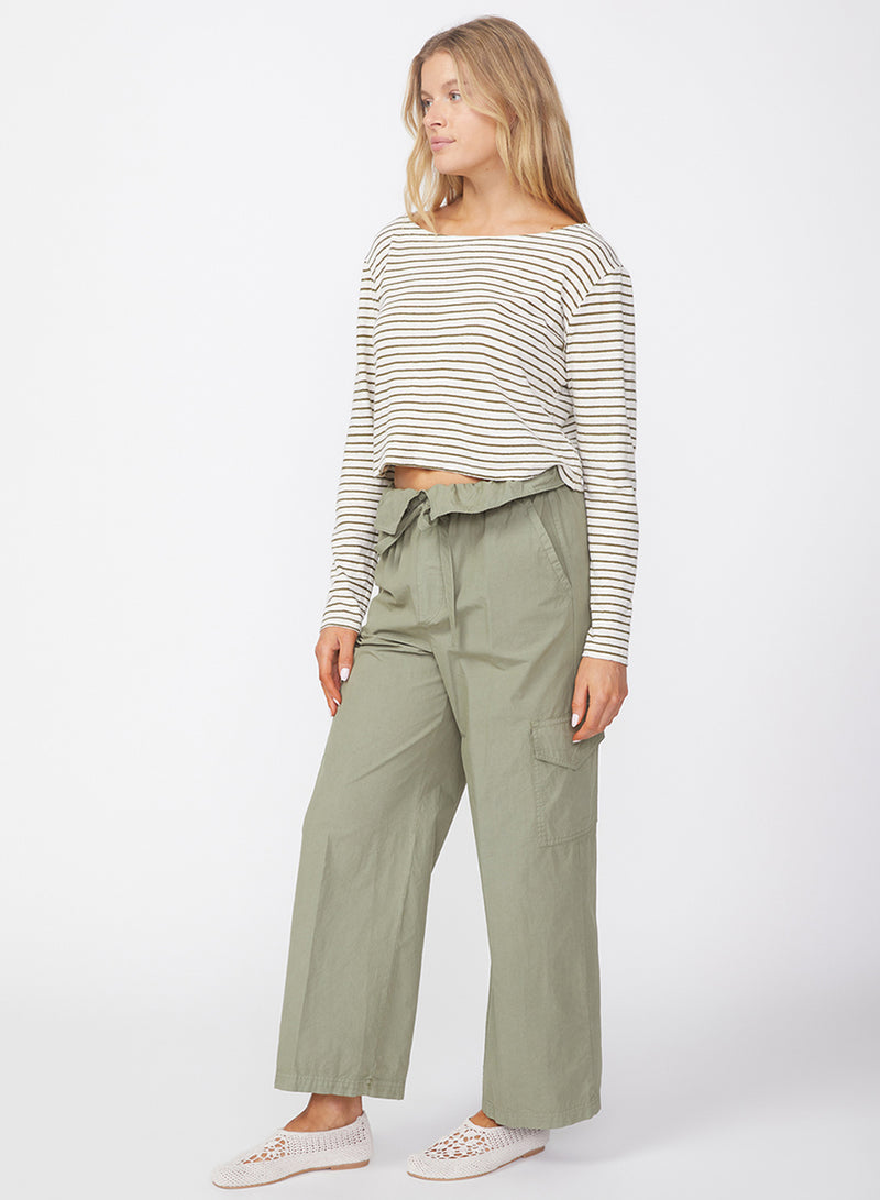 Fine Poplin Foldover Cargo Pant in Fern-full view side