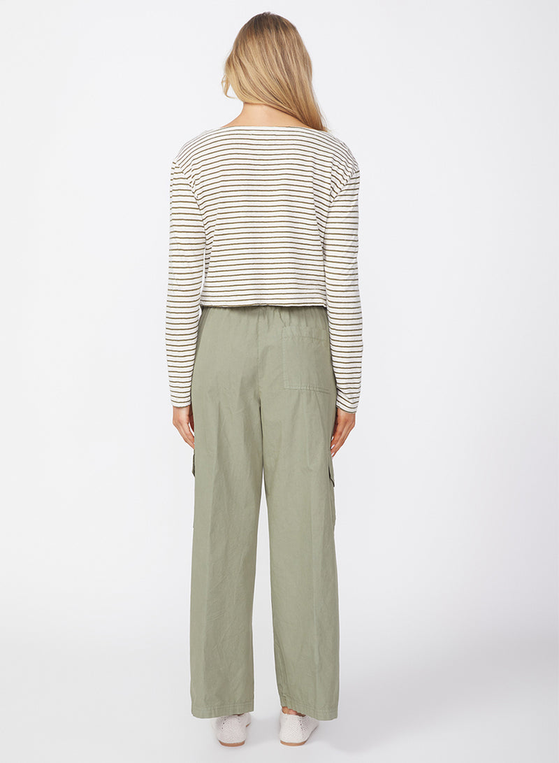 Fine Poplin Foldover Cargo Pant in Fern-back