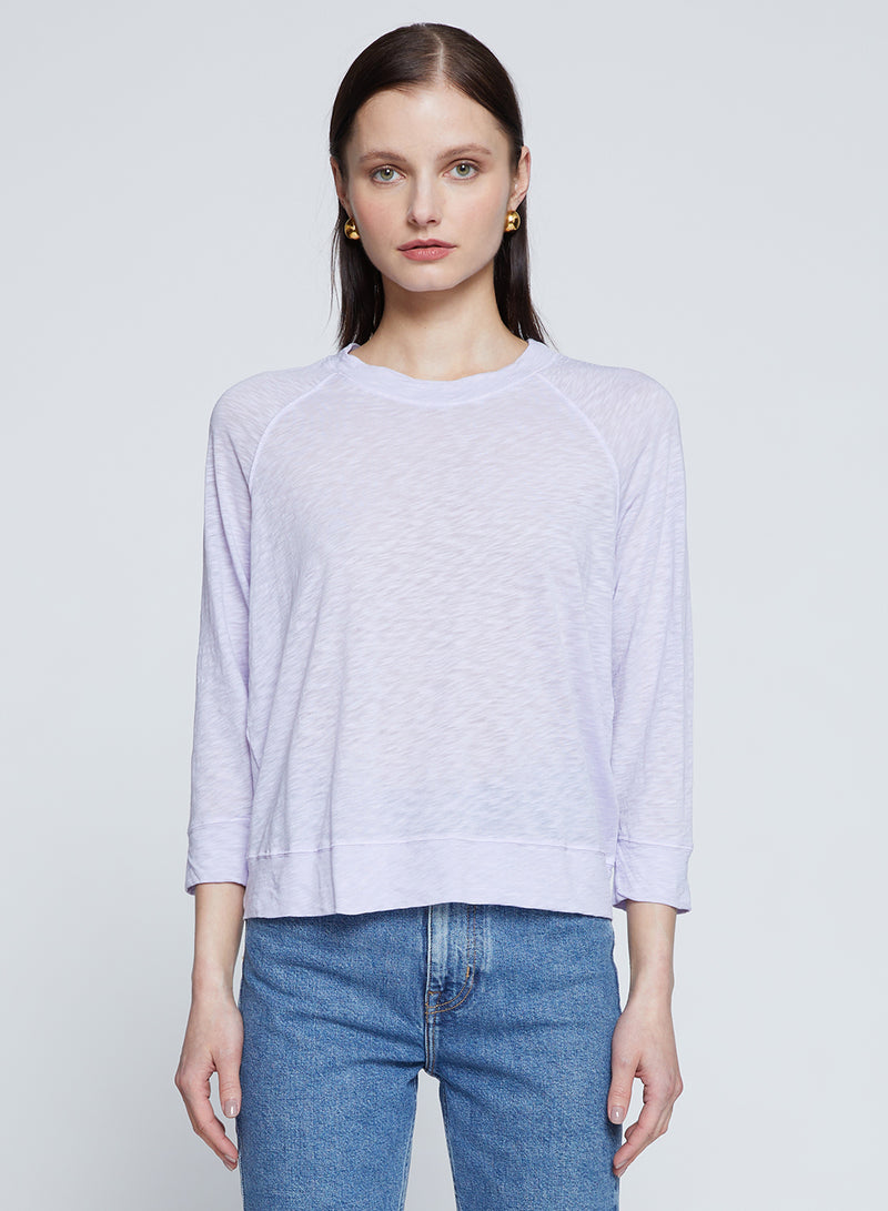 Supima Slub Sweatshirt Tee in Wisteria-3/4 front view