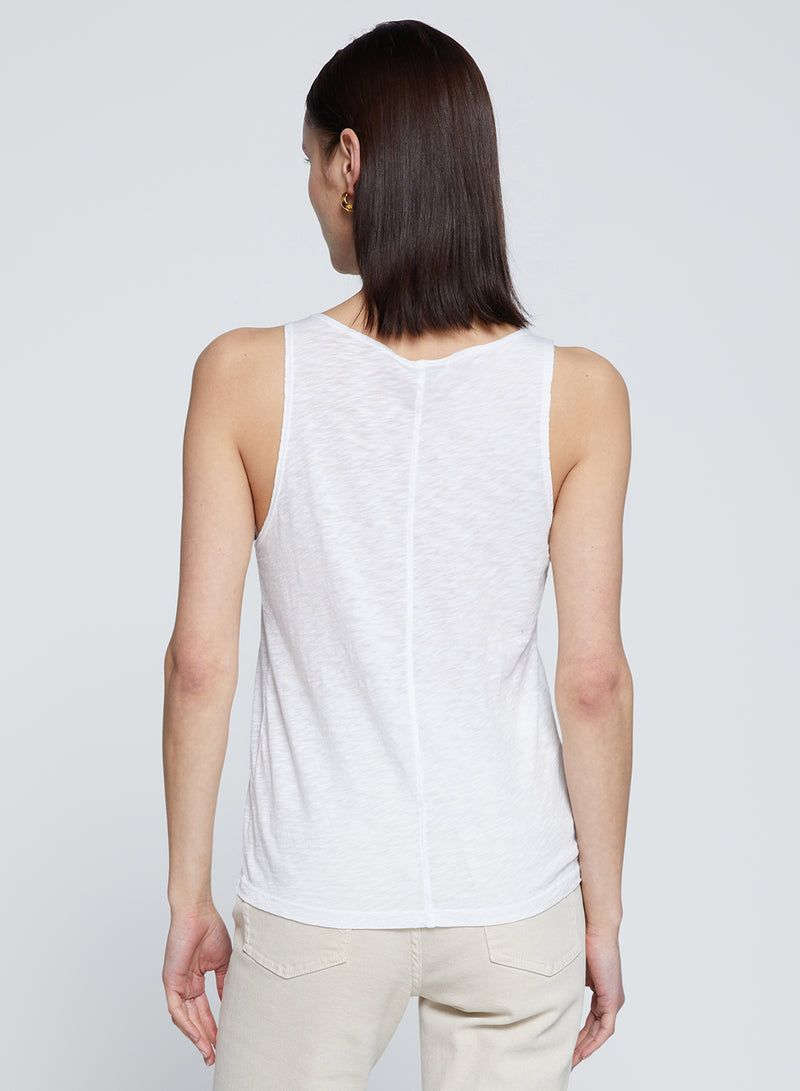 Supima Slub Scooped Tank in White-back 