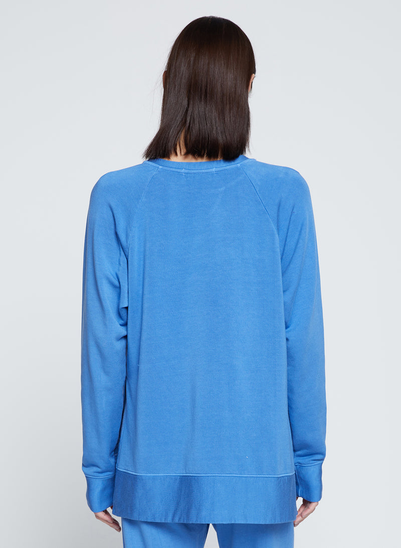 Softest Fleece Raglan Side Slit Sweatshirt in Club Blue-back view