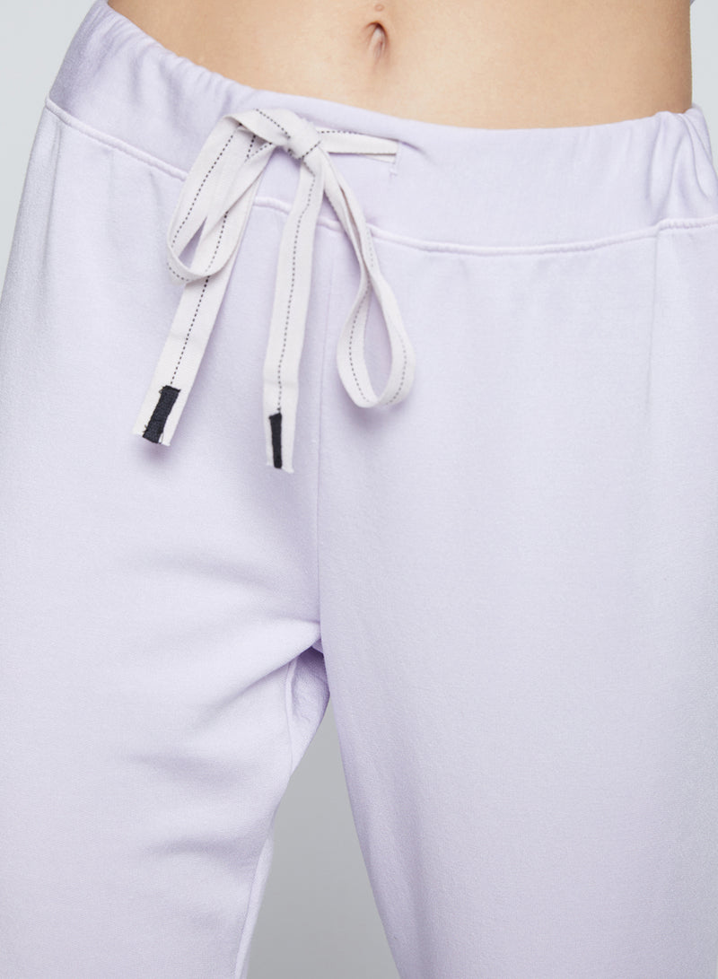 Softest Fleece Drawstring Sweatpant in Wisteria-close up 