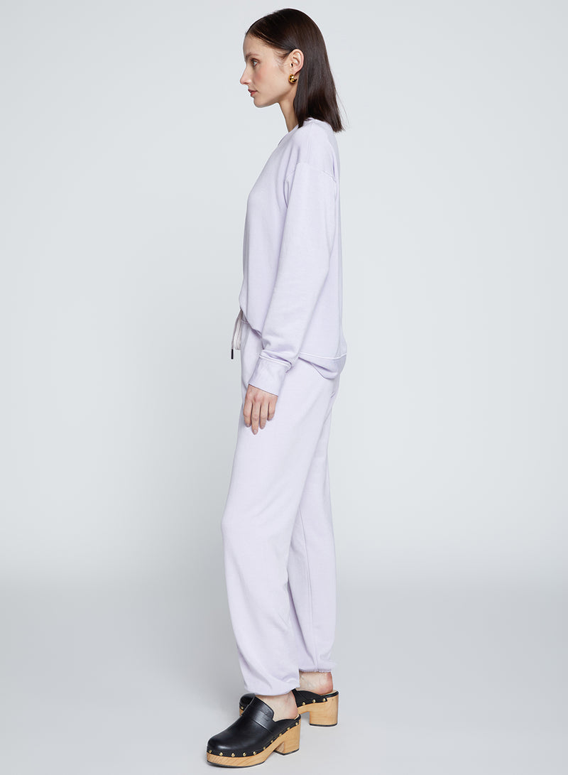 Softest Fleece Drawstring Sweatpant in Wisteria-side view