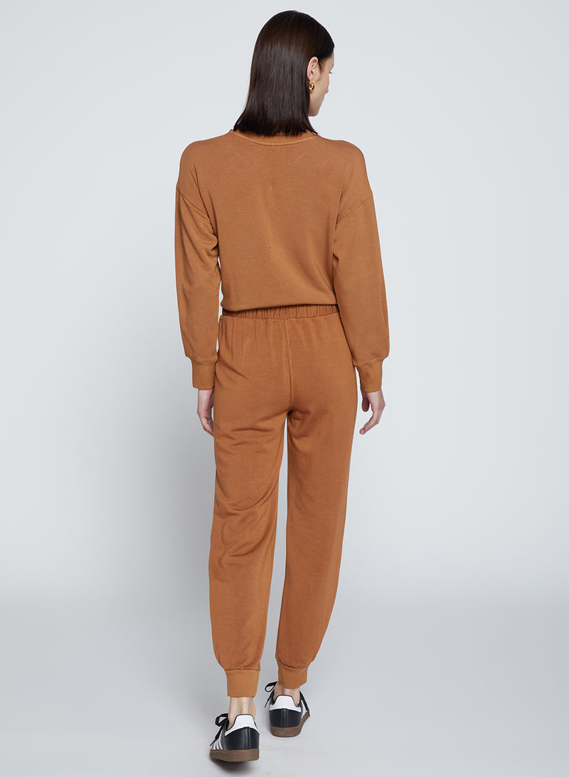 Softest Fleece Pleated Hem Jogger in Toffee-back 