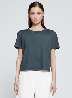 Cloud Jersey Short Sleeve Crew in Verde-3/4 front 