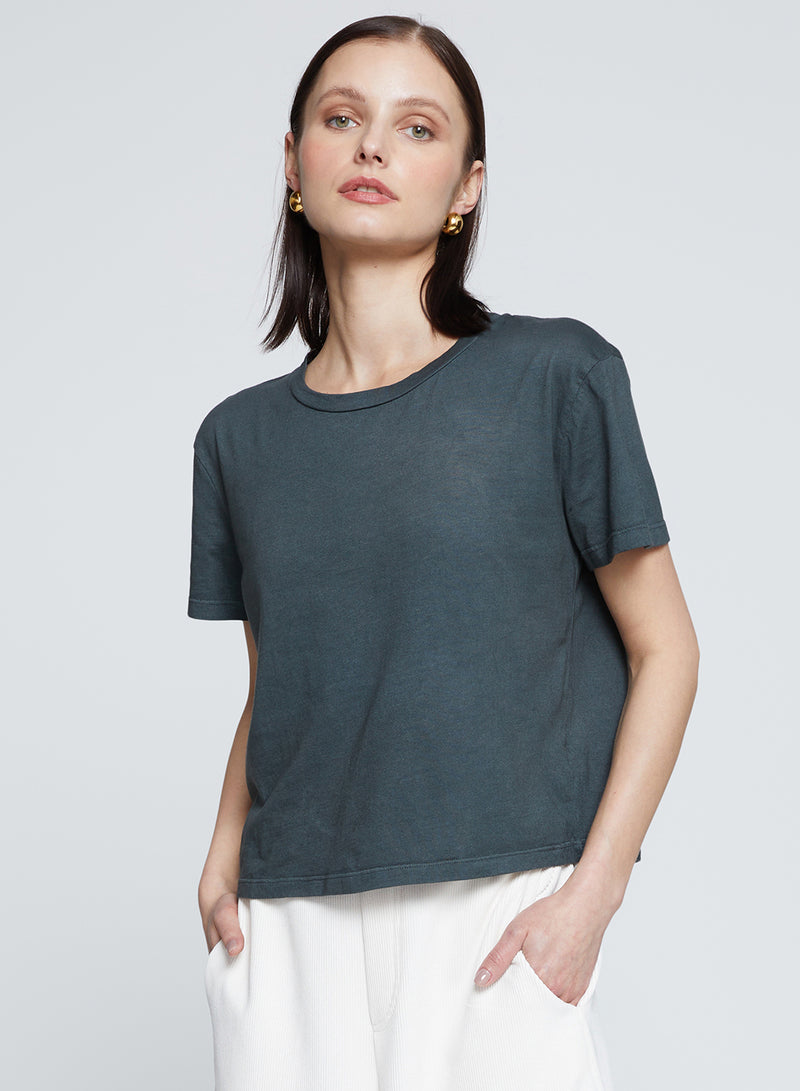 Cloud Jersey Short Sleeve Crew in Verde-side